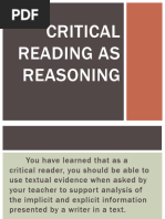 Critical Reading As Reasoning