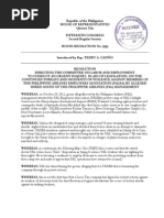 HR 1861 - Inquiry On Harassment Against Philippine Airlines Employees Association