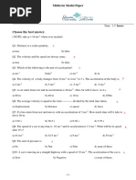 Physics Level One PHYS110 - Model Paper