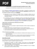 INSTRUÇÕES PARA OBTENÇAO DA Nova Inscrição No Conselho Municipal de Assistência Social - CMAS