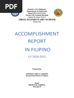 Accomplishment Report in Filipino S.Y 2020 2021