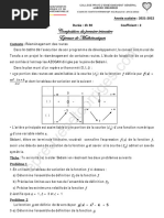 DEVOIR DU 1ER TRIMESTRE MATHÉMATIQUES Tle AB 2021-2022 CP D'ENSEIGNEMENT GENERAL AGBOZO MEGBEDJI