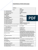 Generalized Specifications of Online Density Gauge - Updated