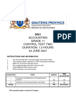 Grade 11 Control Test Two - Question Paper