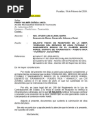 Carta para Monte Hored Recepcion de Obra