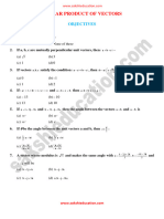 Scalar Product of Vectors - Objective Questions