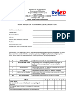 Work Immersion Evaluation Sheet