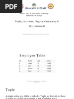 Tuple, Attribute, Degree, Cardinality 