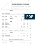 Análisis de Precios Unitarios de Subpartidas: Unidad