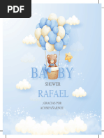 Blue Cute Baby Bear Baby Shower Invitation