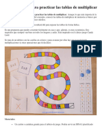 Juego de Mesa para Practicar Las Tablas de Multiplicar