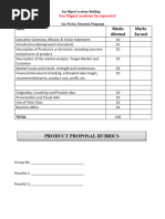 Product Proposal Rubrics