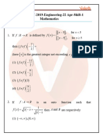 AP EAMCET 2019 Previous Year Question Papers With Solutions - 22nd April 2019 Morning Shift