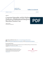 Corporate Nationality and The Diplomatic Protection of Multinational Enterprises: The Barcelona Traction Case