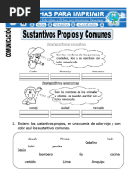 Ficha de La Sustantivos Propios y Comunes para Primero Deprimaria