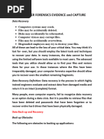 Computer Forensics Evidence and Capture: Data Recovery