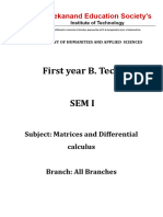 BS 101 - Sem 1 - Matrices and Differential Calculus - NEP Based - Autonomy - Proposed - Syllabus