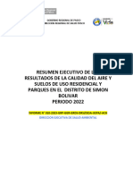 Informe #010 - Resumen Ejecutivo de La Calidad de Aire y Suelos - Simon Bolivar 2022