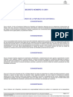 Decreto Del Congreso 31-2001