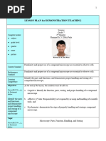 Lesson Plan For Demonstration Teaching: Complete Header: Subject Grade Level Quarter Name Picture