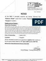 Reliance Retail - Summer Training - Notice