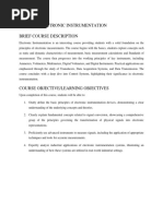 Tel 541 Electronic Instrumentation Course Overview