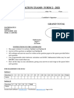 121 Form 2 End Term 1 Exams MATHEMATICS Questions