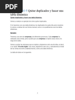 EJERCICIO 5 Quitar Duplicados y Hacer Una Tabla Dinámica