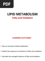 Lipid Metabolism Lecture 1 Notes - Fatty Acid Oxidation - 2024