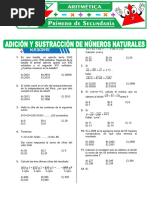 Adicion y Sustraccion de Numeros Naturales para Primer Grado de Secundaria