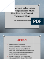 Standarisasi Bahan Alam Dan Pengendalian Mutu