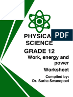 Physical Science GR 12 - Work, Energy and Power - Worksheet - Full