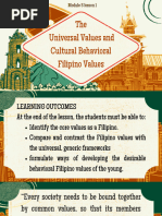 The Universal Values and Cultural Behavioral Filipino Values