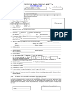 High Court of Balochistan, Quetta.: Application Form