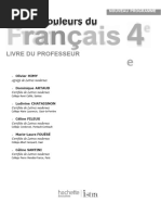 Les Couleurs Du Franais 4eme Livre Professeur Edition 2011 2011256534 9782011256539 2011256283