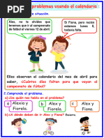 Ficha Resolvemos Problemas Usando El Calendario