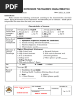 SABROSO Trainees Characteristics