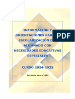 Información y Orientaciones para La Escolarización Del Alumnado Con Necesidades Educativas Especiales 24-25