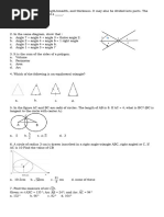 Plane Geometry Test Questionaire