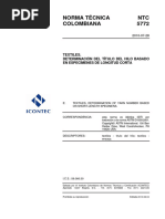 NTC5772 Textiles. Determinación Del Título Del Hilo Basado en Especímenes de Longitud Corta