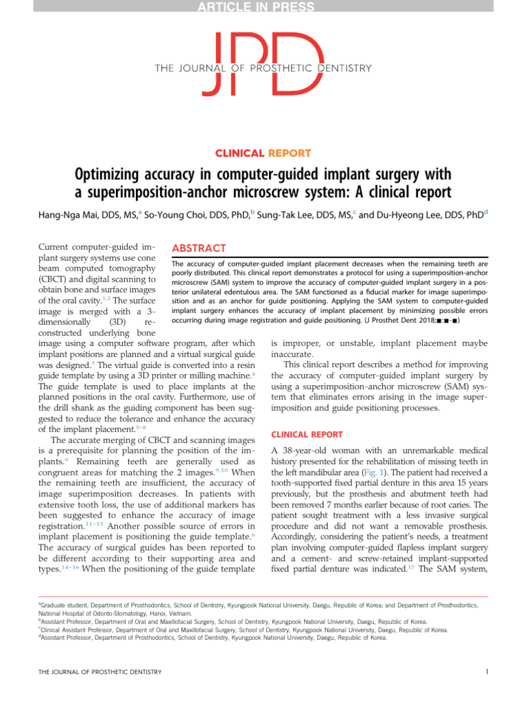 2018 - Optimizing accuracy in computer-guided implant surgery with ...