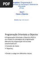 Programacao II Aula 5 POO - Introducao