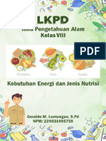 Lembar Kerja Peserta Didik Kebutuhan Energi Dan Jenis Nutrisi. IPA SMP Kelas VIII.