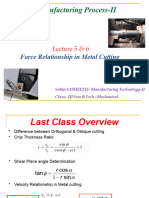 19MEE215 Lecture 5 & 6 - Force Relationship in Metal Cutting