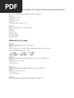 Maths 2A Complex Numbers Important Questions