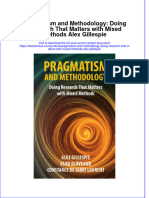 Pragmatism and Methodology Doing Research That Matters With Mixed Methods Alex Gillespie Download PDF Chapter