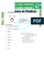 Ficha Sinonimos de Palabras para Tercero de Primaria