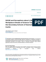 SOGIE and Perceptions About LGBTQIA+ Workplace Climate of Science Teachers in The Secondary Schools of Dasmariñas City, Cavite