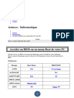 Tableau Pour Acceder Au Bios Et Au Menu