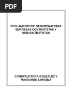 Reglamento de Seguridad para Empresas Cont y Sub González y Massardo Ltda